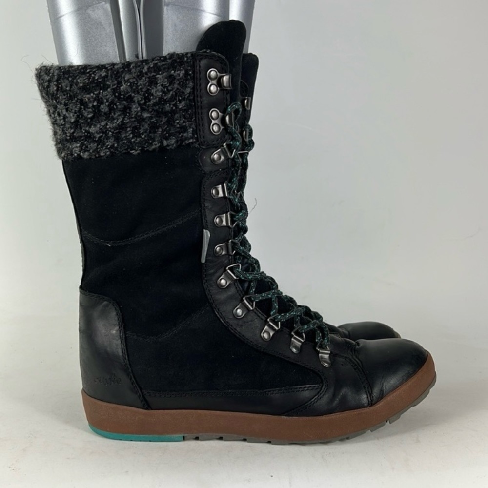 Cushe black leather boho waterproof chill winter boots us women’s size 10